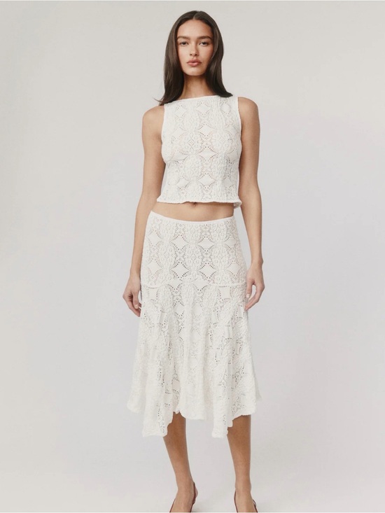 With Jean Dresses & Skirts - With Jean White Crochet Midi Skirt Set